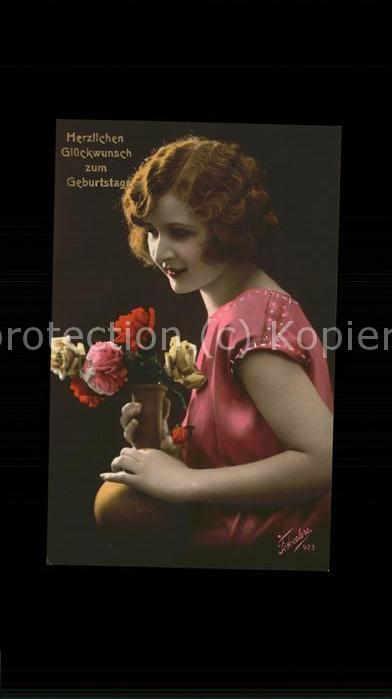 Geburtstag Rosen Vase Frau