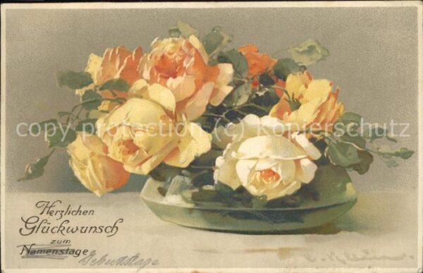 Namenstag Namenskarte Geburtstag Rosen