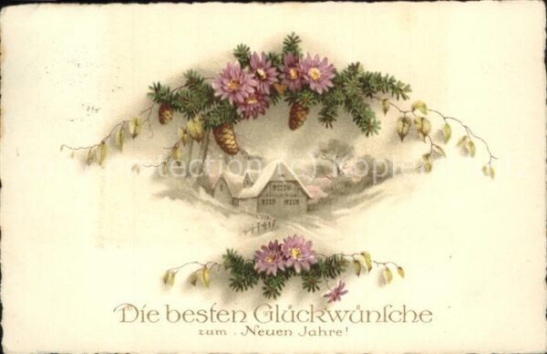 Neujahr Blumen Tannenzapfen