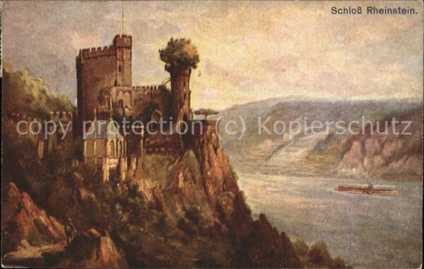 Schloesser Schloß Rheinstein Künstlerkarte Rhein N