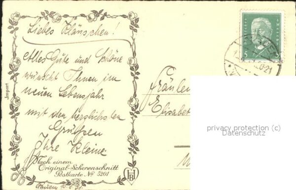 Scherenschnitt Schattenbildkarte Künstlerkarte Hugo Korher Scherenschnit – Bild 2