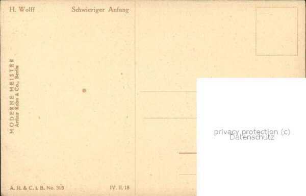 Kuenstlerkarte H. Wolff Schwieriger Anfang – Bild 2