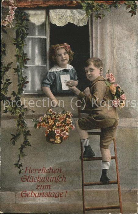Geburtstag Leiter Kinder Blumen