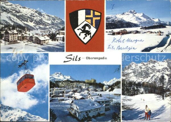 Seilbahn Wappen Sils Oberengadin Winter