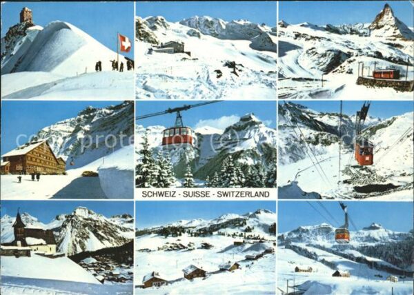 Seilbahn Schweiz Switzerland Fahne Winter Matter
