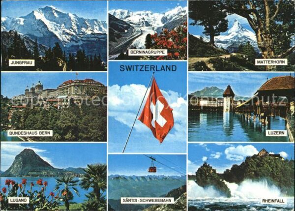 Seilbahn Luzern Fahne Matterhorn Rheinfall Schwe