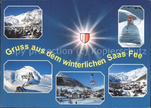 Seilbahn Schneemann Wappen Saas Fee
