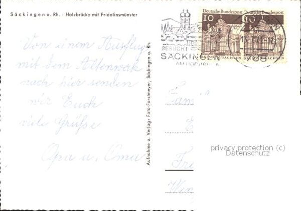 Saeckingen Rhein Holzbrücke über den Rhein u.Fridolinsmü – Bild 2