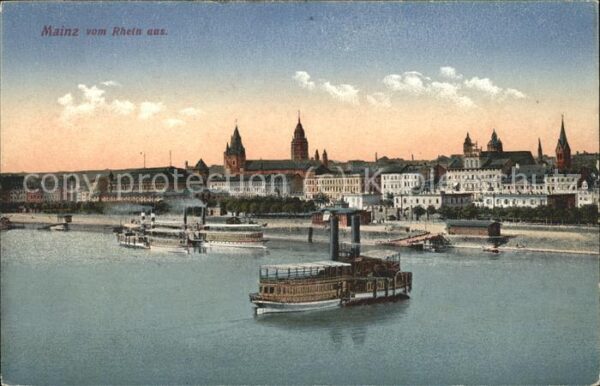 Mainz Rhein Rheinpanorama Schiffe