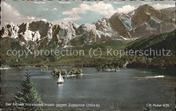 Eibsee See mit Inseln Zugspitze