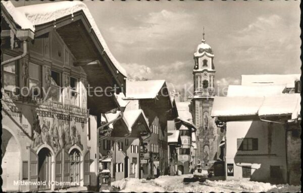 Mittenwald Bayern Obermarkt im Schnee
