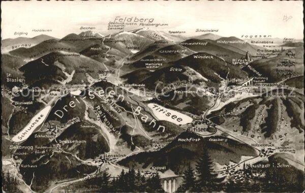 Titisee Landkarte 3-Seen-Bahn Schluchsee Feldbe