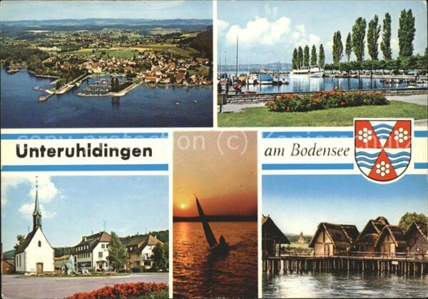 Uhldingen-Muehlhofen Fliegeraufnahme Hafen Bootshäuser Wappe