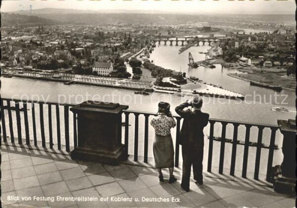Koblenz Rhein Blick von Festung Ehrenbreitstein auf D