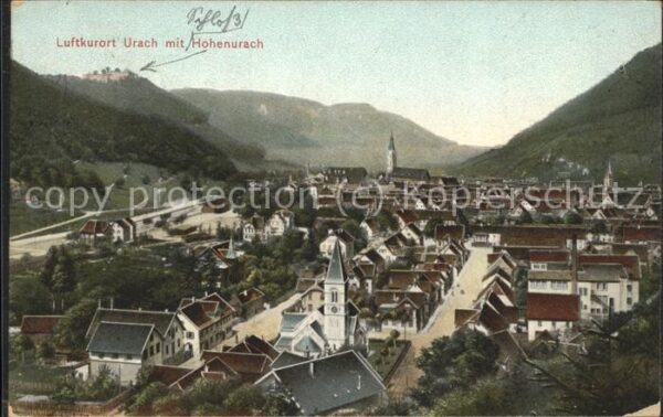 Urach Bad Panorama mit Hohenurach