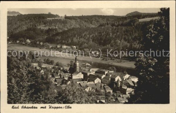 Bad Schandau Panorama mit Krippen _ Elbe