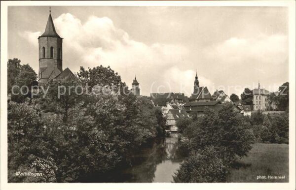 Waiblingen Ortsblick mit Kirche