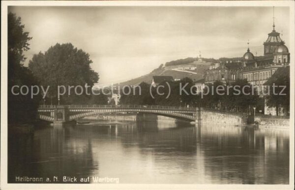 Heilbronn Neckar mit Blick auf Wartberg