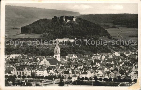 Tuttlingen Panorama mit Burg Feldpost