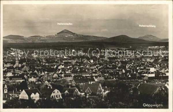 Goeppingen Panorama mit Hohenstaufen und Hohenrech