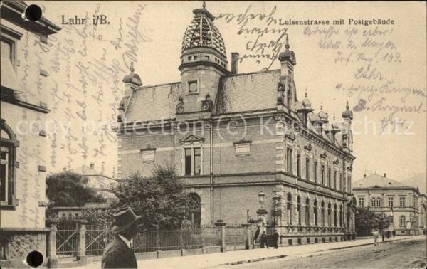 Lahr Schwarzwald Luisenstrasse mit Postgebäude Feldpost
