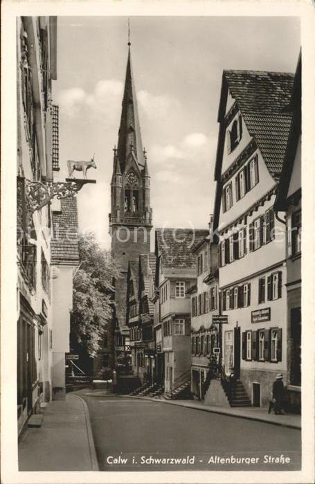 Calw Altenburger Strasse mit Kirche
