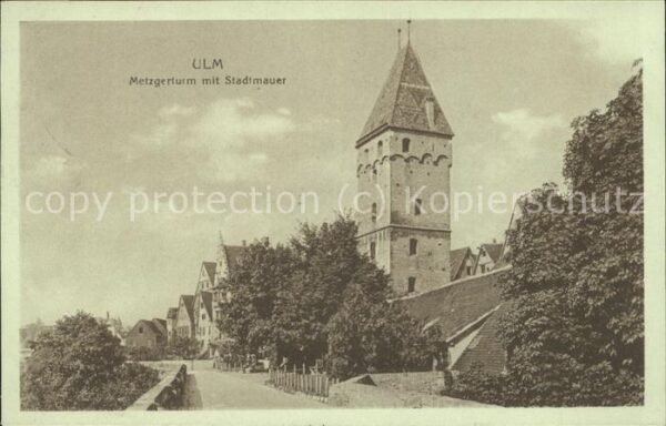 Ulm Donau Metzgerturm Stadtmauer