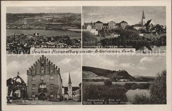 Hammelburg Panorama Saalepartie Rathaus Marktbrunn