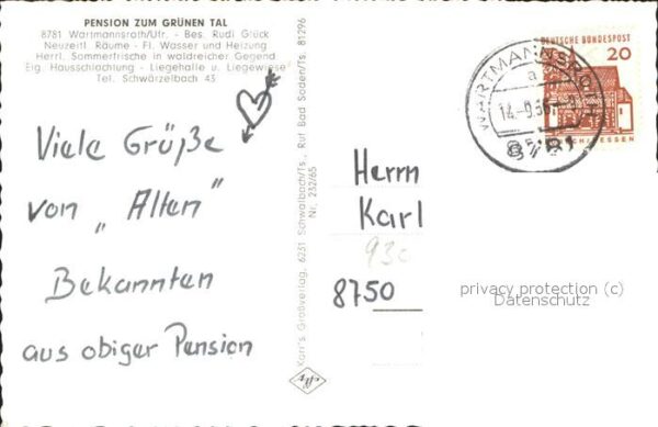 Wartmannsroth Pension Glück Liegehalle Speiseraum – Bild 2