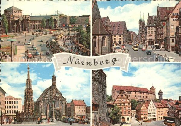 Nuernberg Dom Straßenbahn Fachwerkhäuser