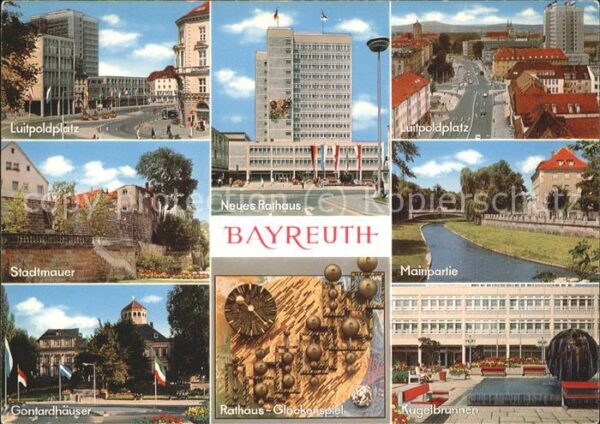 Bayreuth Stadtmauer Luitpoldplatz Rathaus Kugelb