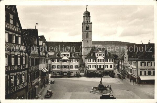 Bad Mergentheim Marktplatz Brunnen Auto