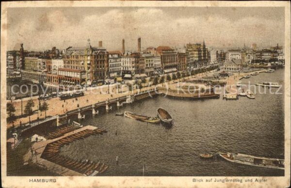 Hamburg Blick auf Jungfernstieg und Alster
