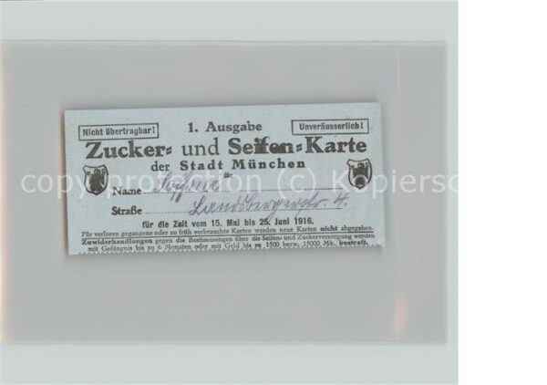 Muenchen Zucker und Seifen Karte