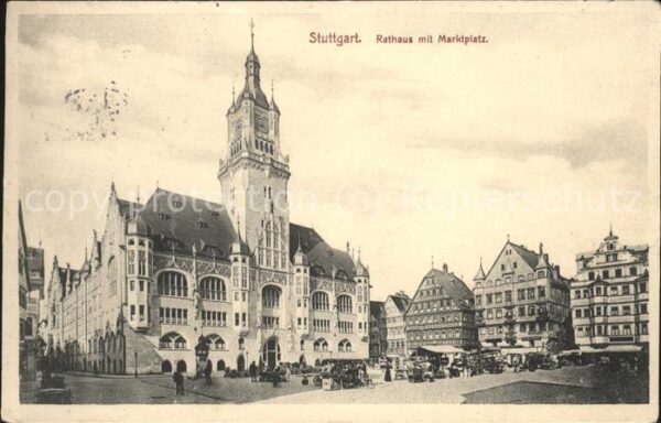 Stuttgart Rathaus mit Marktplatz