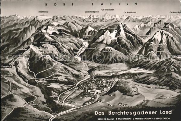 Berchtesgaden Panoramakarte Berchtesgadener Land mit
