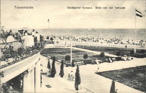 Travemuende Ostseebad Städt Kursaal Blick von der Terrasse