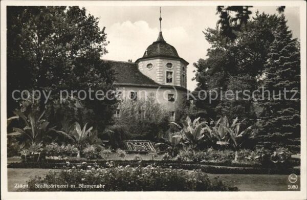 Zittau Stadtgärtnerei mit Blumenuhr