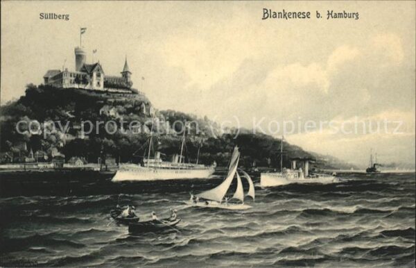 Blankenese Hamburg Am Süllberg Dampf und Segelschiffe