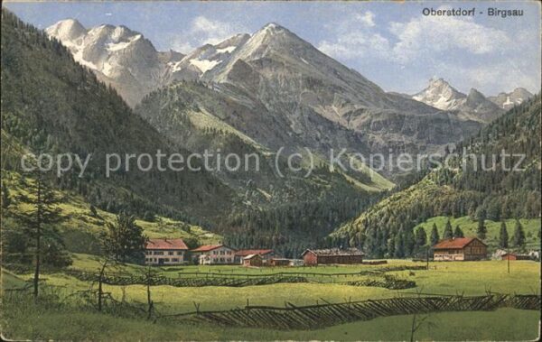 Birgsau Ortsblick mit Alpen