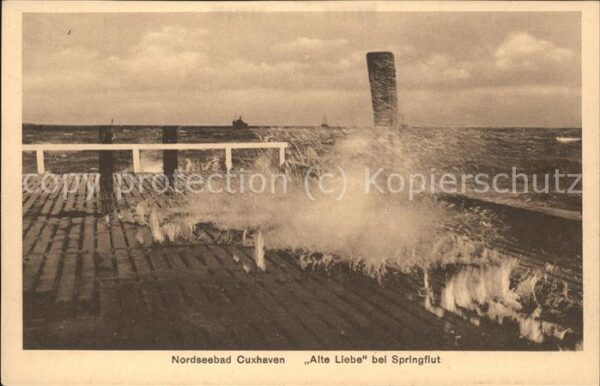 Cuxhaven Nordseebad Alte Liebe bei Springflut
