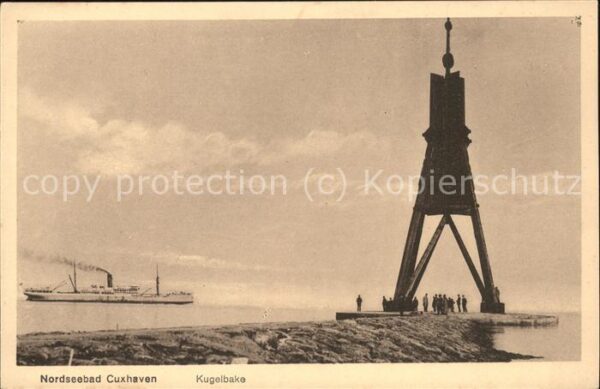 Cuxhaven Nordseebad Kugelbake Dampfer