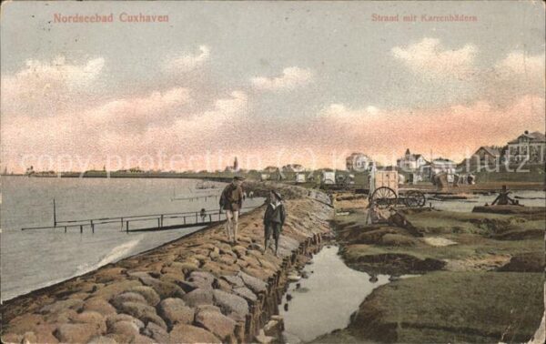 Cuxhaven Nordseebad Strand mit Karrenbädern