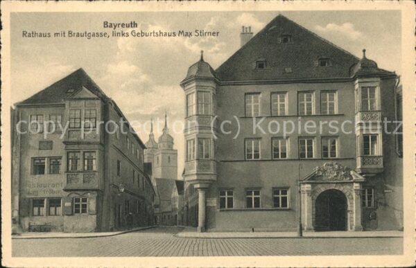 Bayreuth Rathaus mit Brautgasse mit Geburtshaus