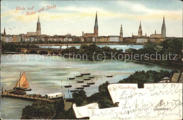 Hamburg Blick auf Alster und Stadt