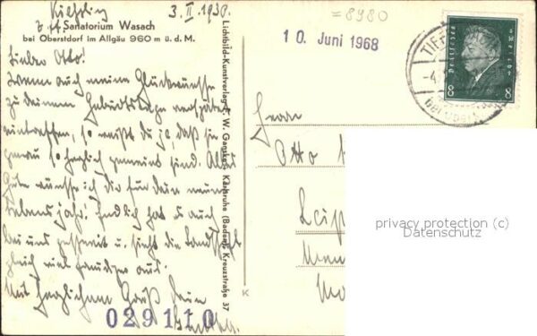 Oberstdorf Sanatorium Wasach mit Alpen – Bild 2