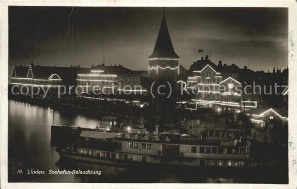 Dampfer Binnenschifffahrt Lindau Seehafen-Beleuchtung