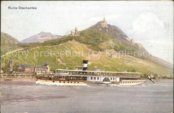 Dampfer Seitenrad Ruine Drachenfels