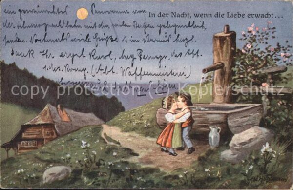 Hoffmann Ad. Nr. 5353 Schwarzwaldhaus Brunnen Liebe