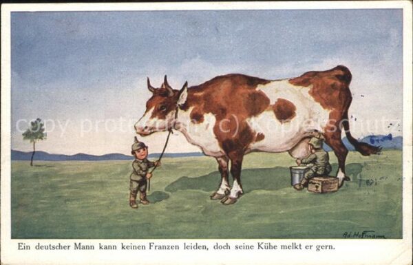Kindersoldaten Kuh melken Ad. Hoffmann Nr. 4916 Fedpos